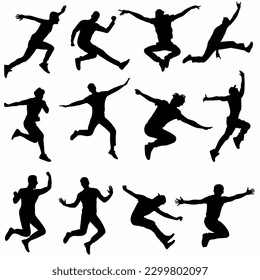 Silhouette of man jumping, vector