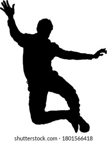 Silhouette of a man jumping while clipping his heel. Vector illustration.