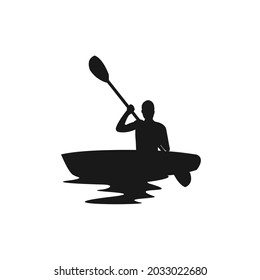 a silhouette man kayaking illustration