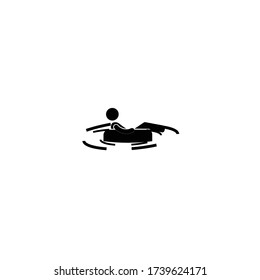 silhouette of a man lies on a circle on the sea, a man is resting on the sea, vector solid icons