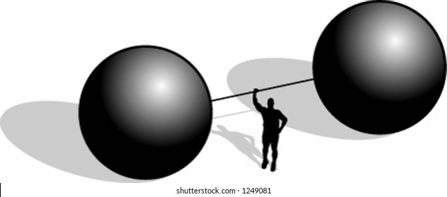 silhouette of man lifting barbell