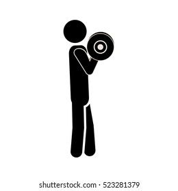 silhouette man lifting a disc weights