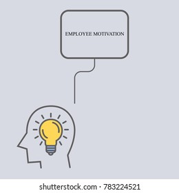 Silhouette of a man and a light bulb. Business illustration with the inscription:employee motivation