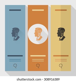 Silhouette of Man with Light Bulb, Idea Concept. Business and Finance, Single Flat Icon. Simple and Minimalistic Style. Vector