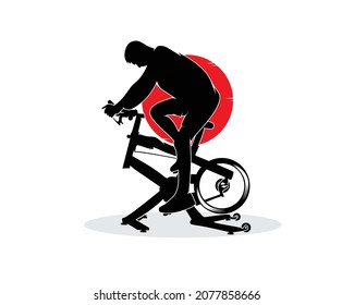 Silhouette of a man logo on a bicycle