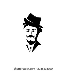 silhouette man logo vector, tailor logo, screen printing, barbershop