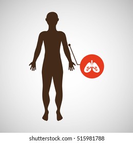 silhouette man with lungs organ body icon vector illustration eps 10