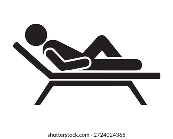 Silueta del hombre acostado en la silla reclinada o la cama médica para la terapia de la relajación o del tratamiento
