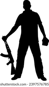 Silhouette Mann mit Maschinengewehr 
