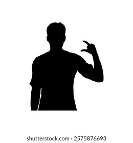 
Silhouette of a man making a check mark gesture, symbolizing approval and success, in black and white.