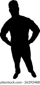 Silhouette of a man making a dissatisfied gesture