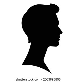 Silhouette Of Man. Male Face, Head, Neck. Side View. Young Man Face. Realistic Shape. Abstract Portrait Profile. Modern Vector Illustration.