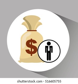 silhouette man manager economy finance bag money vector illustration