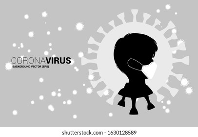 Silhouette Man With Mask And Particle Wuhan Or Corana Virus Background. Concept For Flu Sickness And Illness.