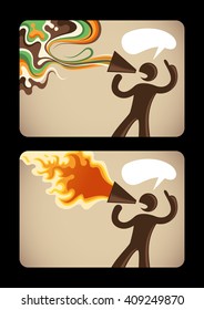 Silhouette of a man with megaphone. Vector illustration.