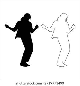 Silhouette of the man, Michael Jackson dancing in style Silhouette vector. 