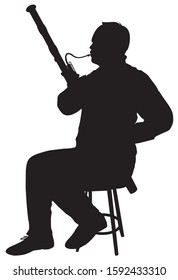 silhouette of a man musician who plays the bassoon vector illustration