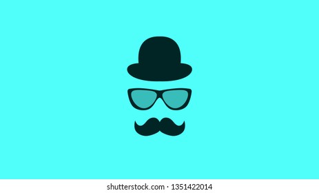 Silhouette of a man. Silhouette of a mustache, hat, glasses. Hipster style. Vector image.