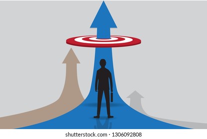 silhouette man on arrow target concept 