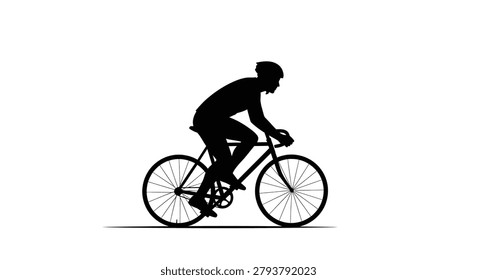 Silhouette of a man on bicycle