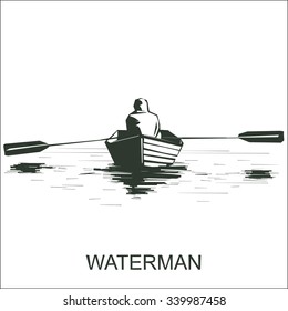 Silhouette of a man on boat