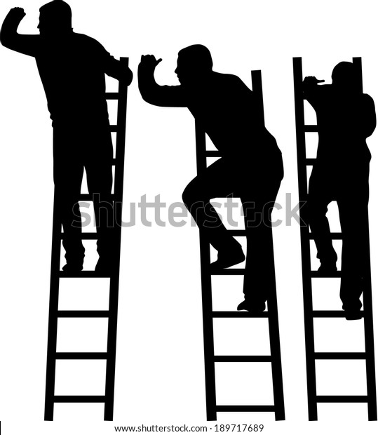 Silhouette Man On Ladder Stock Vector (Royalty Free) 189717689