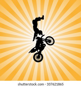 Silhouette of a man on a motorcycle. Vector illustration