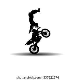 Silhouette of a man on a motorcycle. Vector illustration