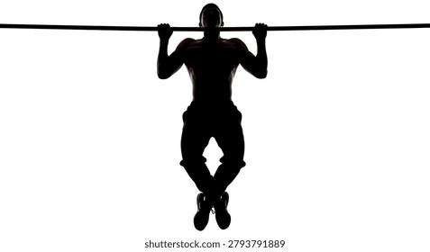 Silhouette of man on pull up bar