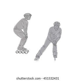 Silhouette of man on skates. the correct position when riding. vector illustration