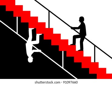 Silhouette of man on staircase