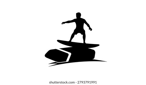 Silhouette of a man on surfboard