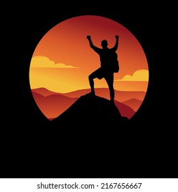 Silhouette of man on top of mountain