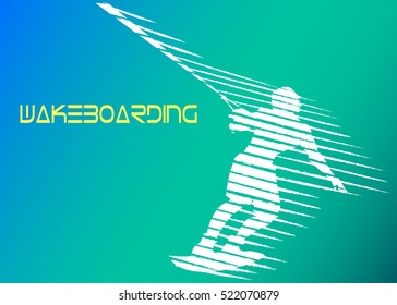 silhouette of a man on a wakeboard
