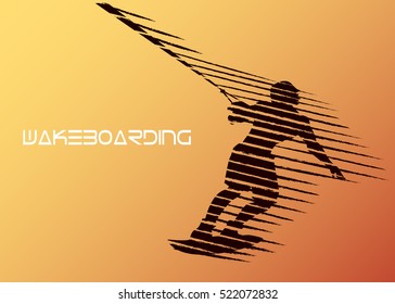 silhouette of a man on a wakeboard