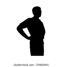 Silhouette man on white background