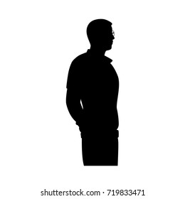 Silhouette man on white background