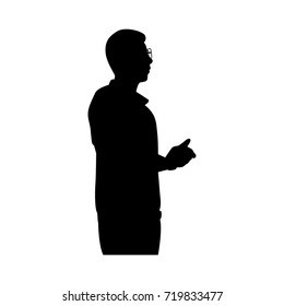 Silhouette man on white background