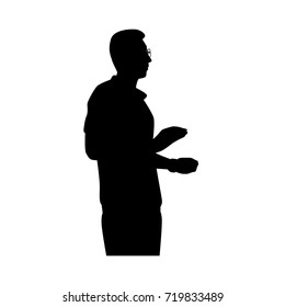 Silhouette man on white background