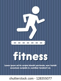 silhouette man over blue background, fitness. vector illustration