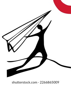 silhouette of a man with a paper plane