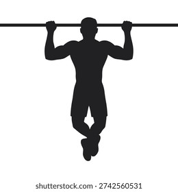 Silhouette of a Man Performing a Pull-up on a Bar exercise