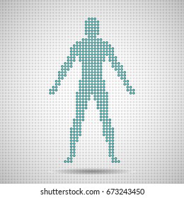 Silhouette man of pixels. Abstract background. Vector illustration. Eps 10