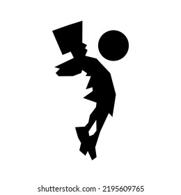 silhouette man play football logo design