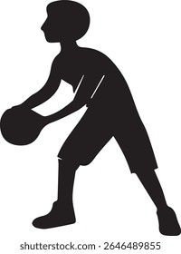 Silhouette of a man playing basketball 