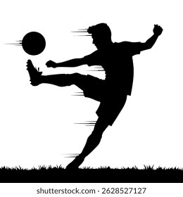silhouette of a man playing football