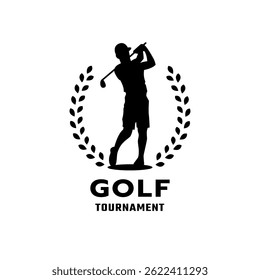 Silhouette of a man playing golf, logo, emblem.