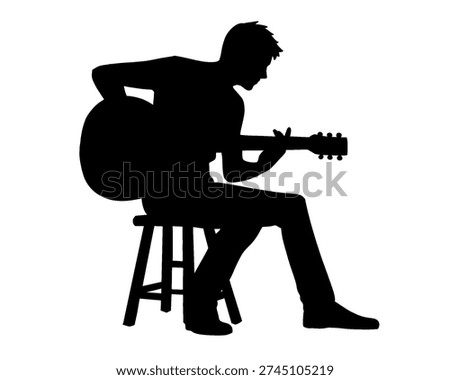 Silhouette of a man playing guitar, vector illustration