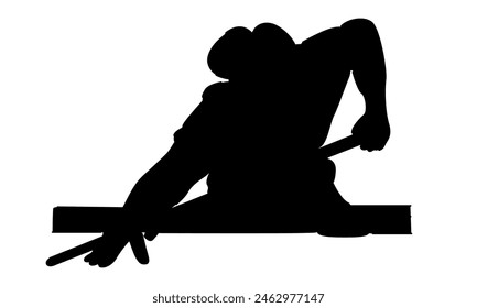 silhouette of man playing pool billiard vector illustration