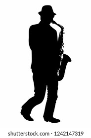 Silhouette of a man playing the saxophone, EPS 10 file